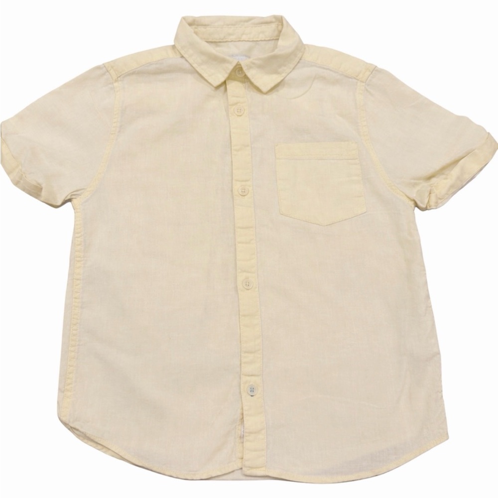 Zara Light Yellow Short-Sleeve Button-Down Shirt